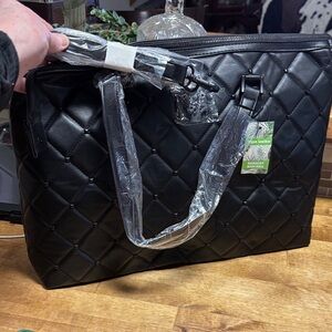 Badgley Mischka large Black Quilted Tote Bag